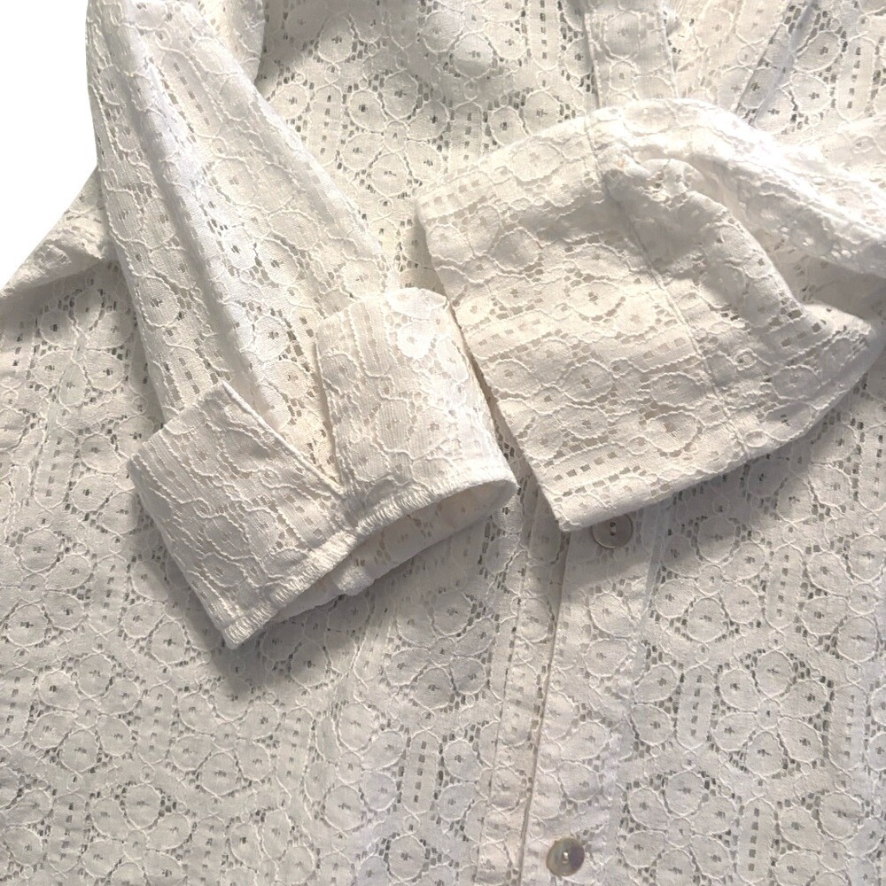 Ruby Rd Favorites White Floral Lace Button Down 3/4 Sleeve Blouse Top Sz 14 - Picture 3 of 5